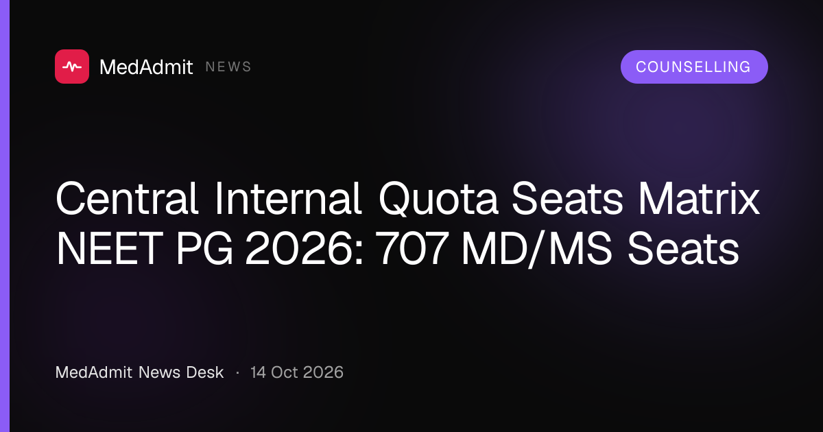 Central Internal Quota Seats Matrix NEET PG 2026: 707 MD/MS Seats - medadmit.in