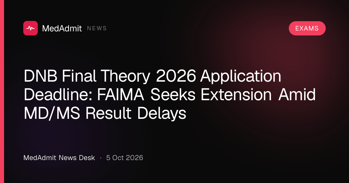 DNB Final Theory 2026 Application Deadline: FAIMA Seeks Extension Amid ...