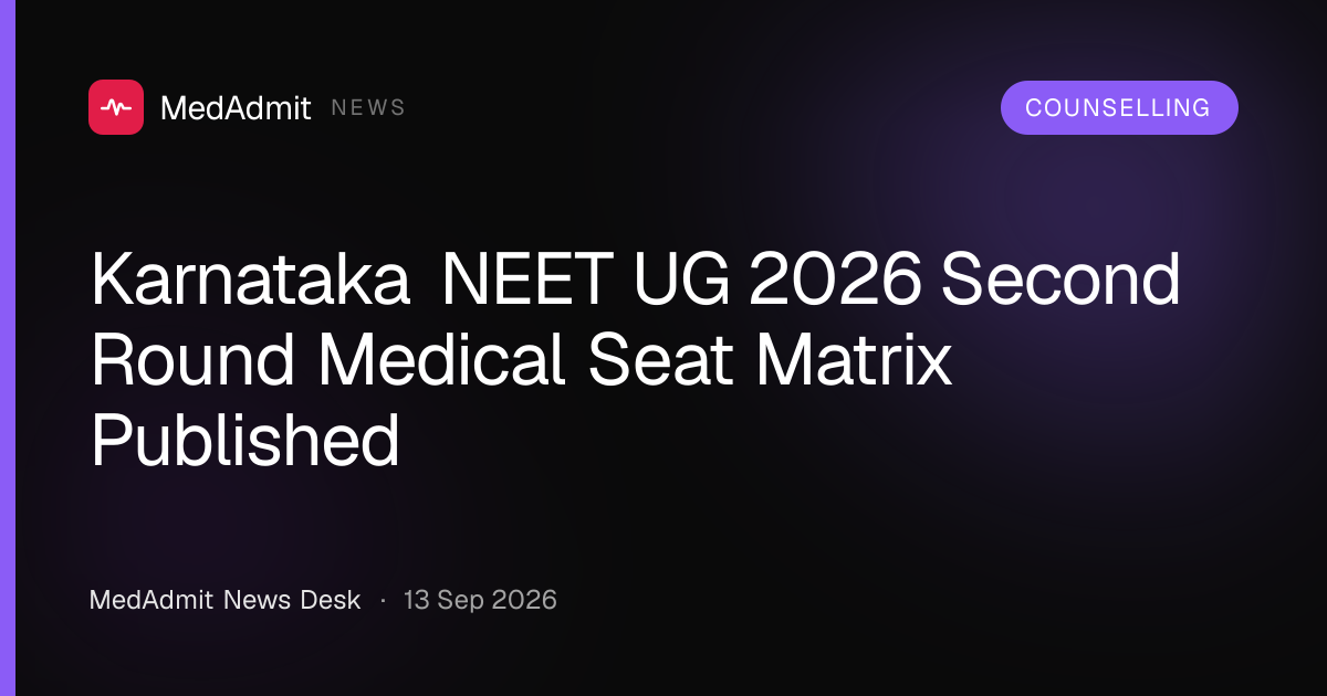 Karnataka NEET UG 2026 Second Round Medical Seat Matrix Published ...