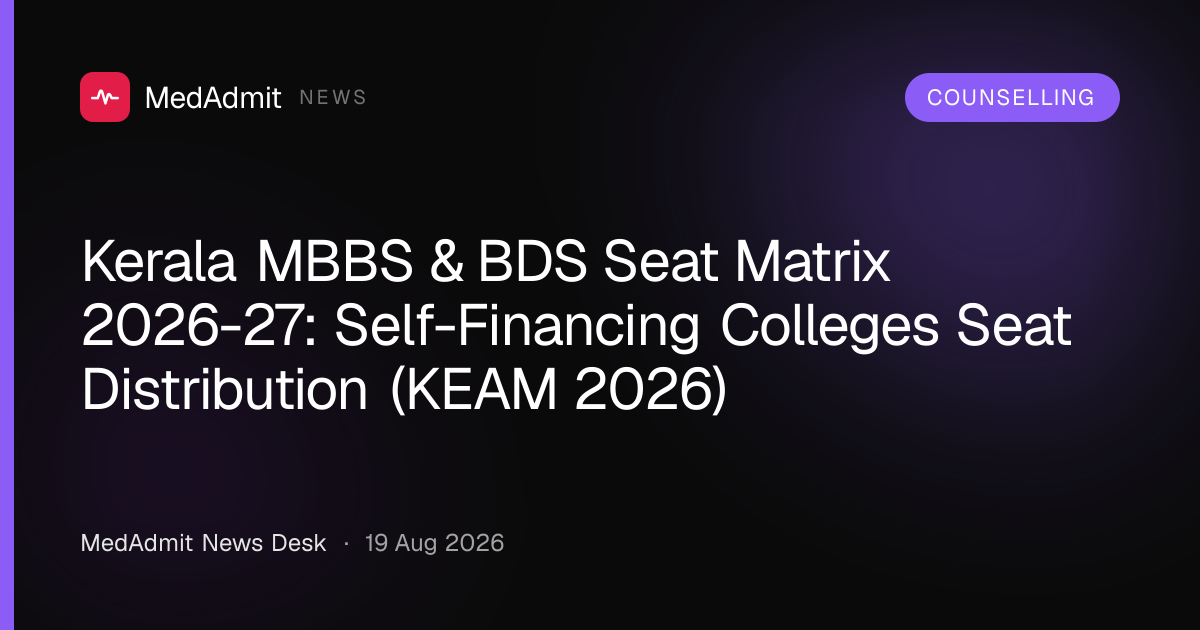 Kerala MBBS & BDS Seat Matrix 2026-27: Self-Financing Colleges Seat Distribution (KEAM 2026) - medadmit.in