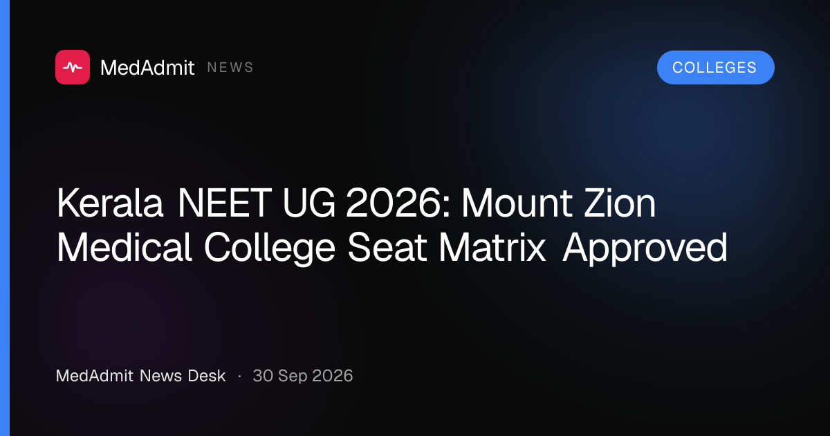 Kerala NEET UG 2026: Mount Zion Medical College Seat Matrix Approved - medadmit.in