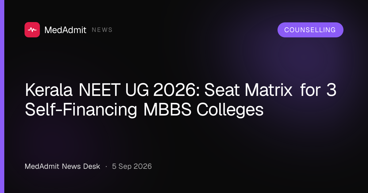 Kerala NEET UG 2026: Seat Matrix for 3 Self-Financing MBBS Colleges - medadmit.in