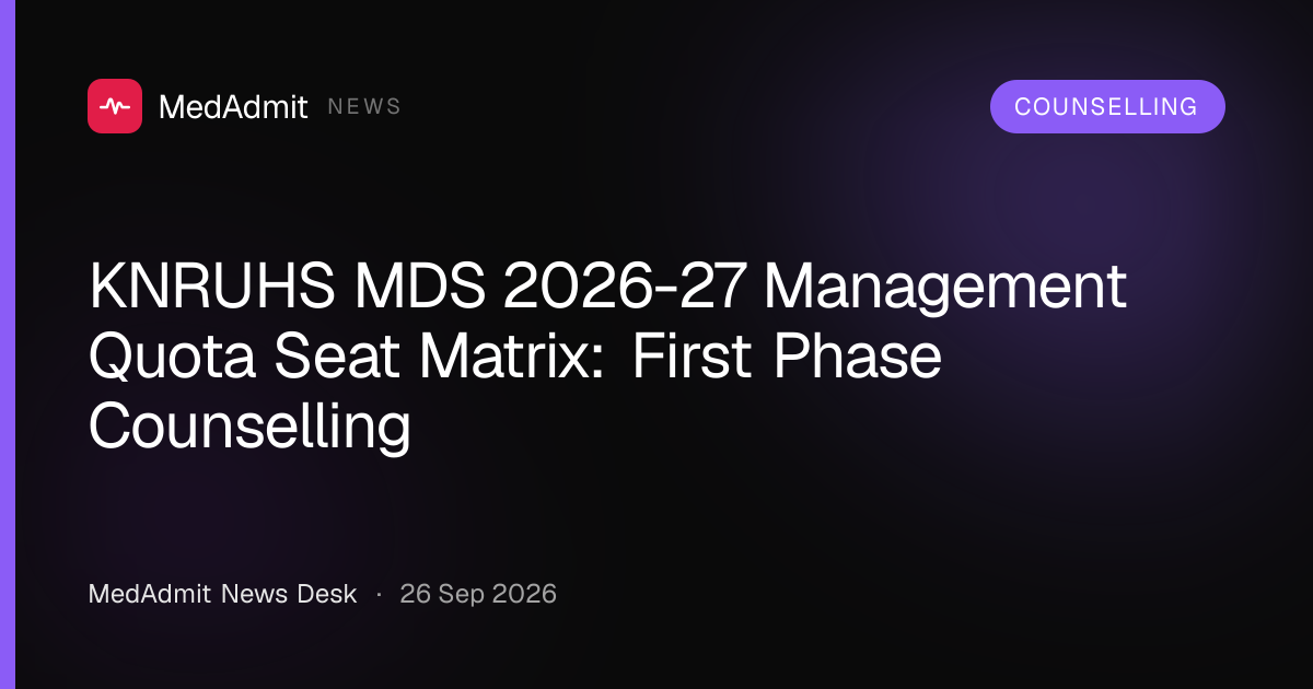 KNRUHS MDS 2026-27 Management Quota Seat Matrix: First Phase ...