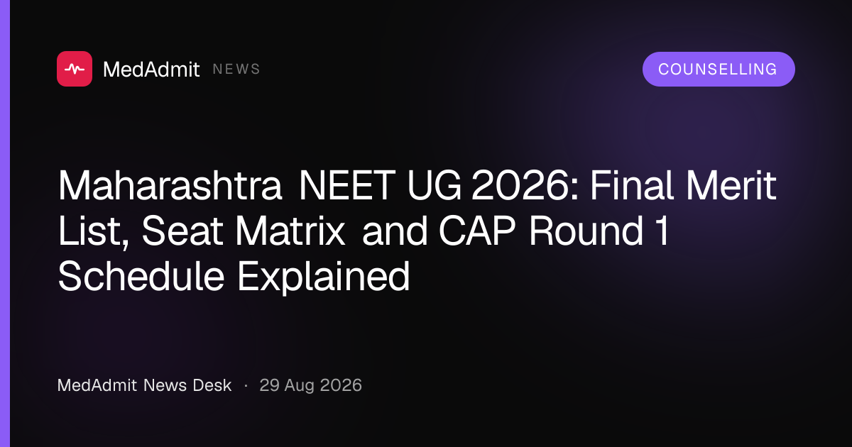 Maharashtra NEET UG 2026: Final Merit List, Seat Matrix and CAP Round 1 Schedule Explained - medadmit.in