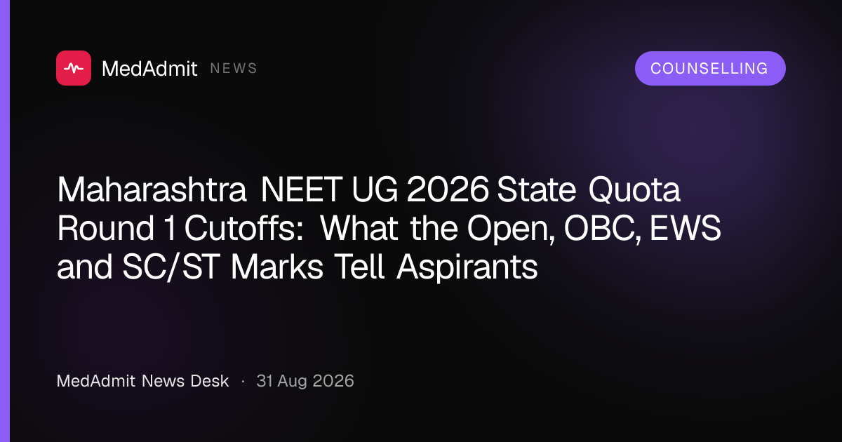 Maharashtra NEET UG 2026 State Quota Round 1 Cutoffs: What the Open, OBC, EWS and SC/ST Marks Tell Aspirants - medadmit.in