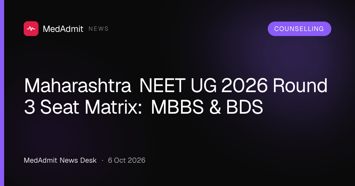 Maharashtra NEET UG 2026 Round 3 Seat Matrix: MBBS & BDS | MedAdmit