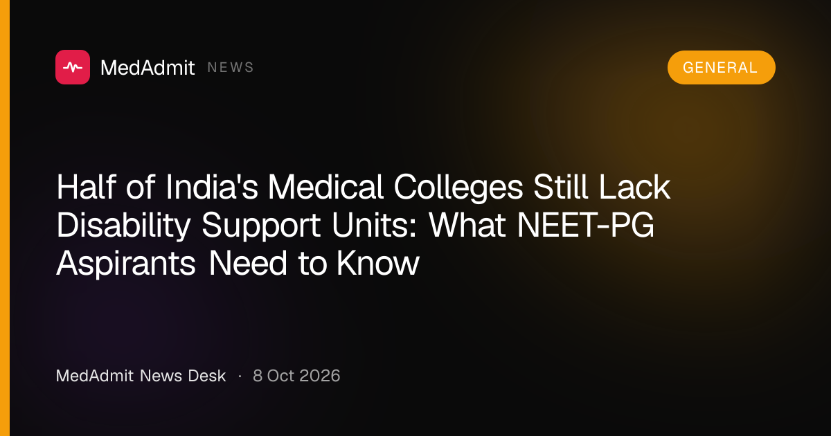 Half of India's Medical Colleges Still Lack Disability Support Units: What NEET-PG Aspirants Need to Know - medadmit.in