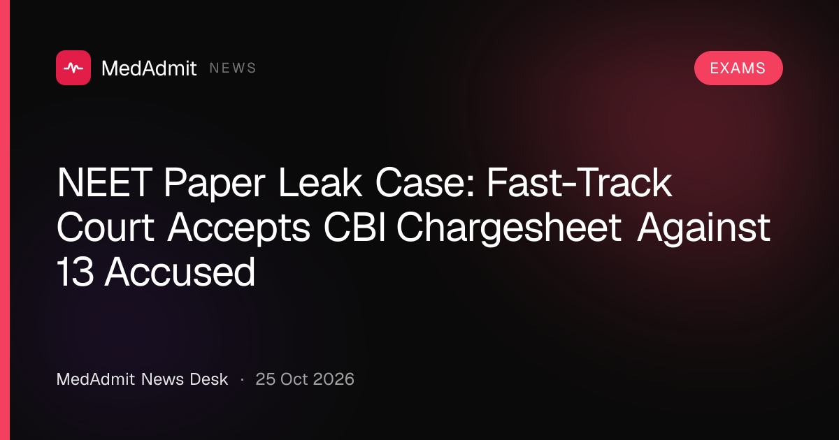 NEET Paper Leak Case: Fast-Track Court Accepts CBI Chargesheet Against ...