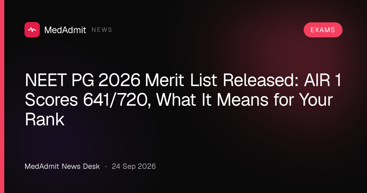 NEET PG 2026 Merit List Released: AIR 1 Scores 641/720, What It Means for Your Rank - medadmit.in