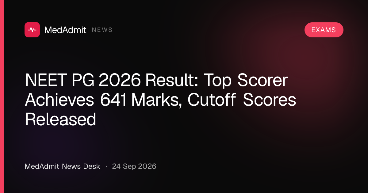 NEET PG 2026 Result: Top Scorer Achieves 641 Marks, Cutoff Scores Released - medadmit.in