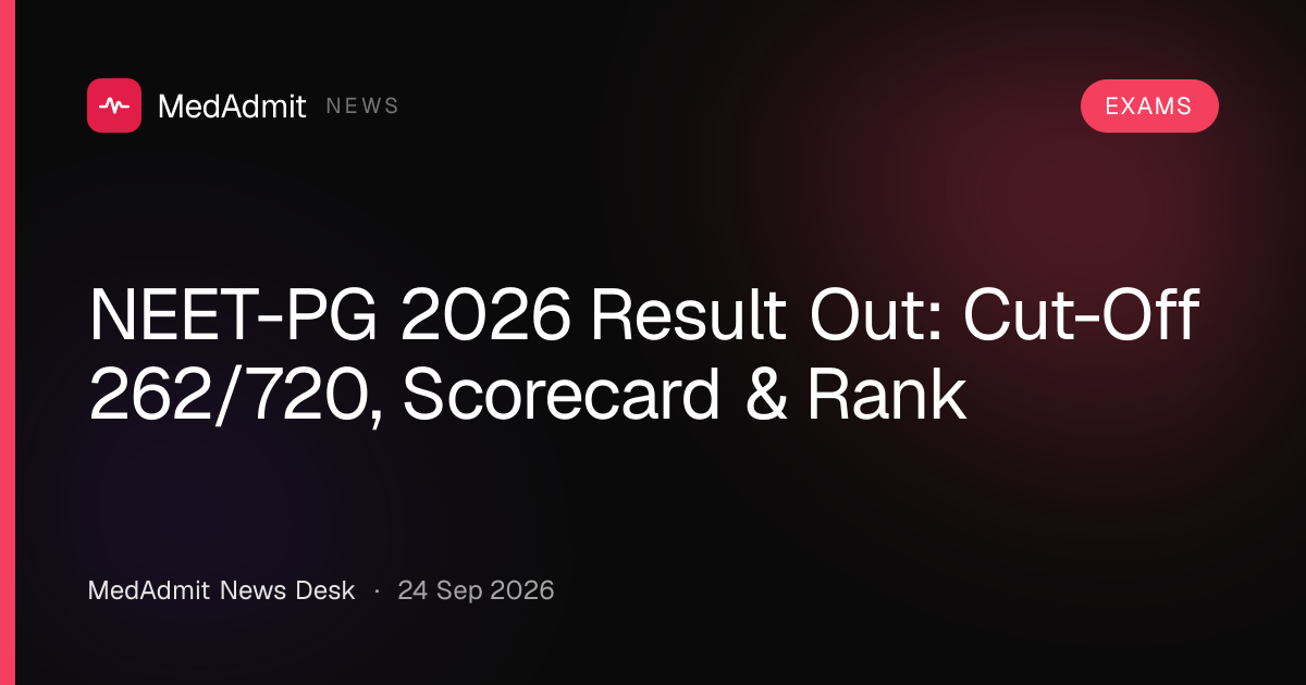 NEET-PG 2026 Result Out: Cut-Off 262/720, Scorecard & Rank - medadmit.in