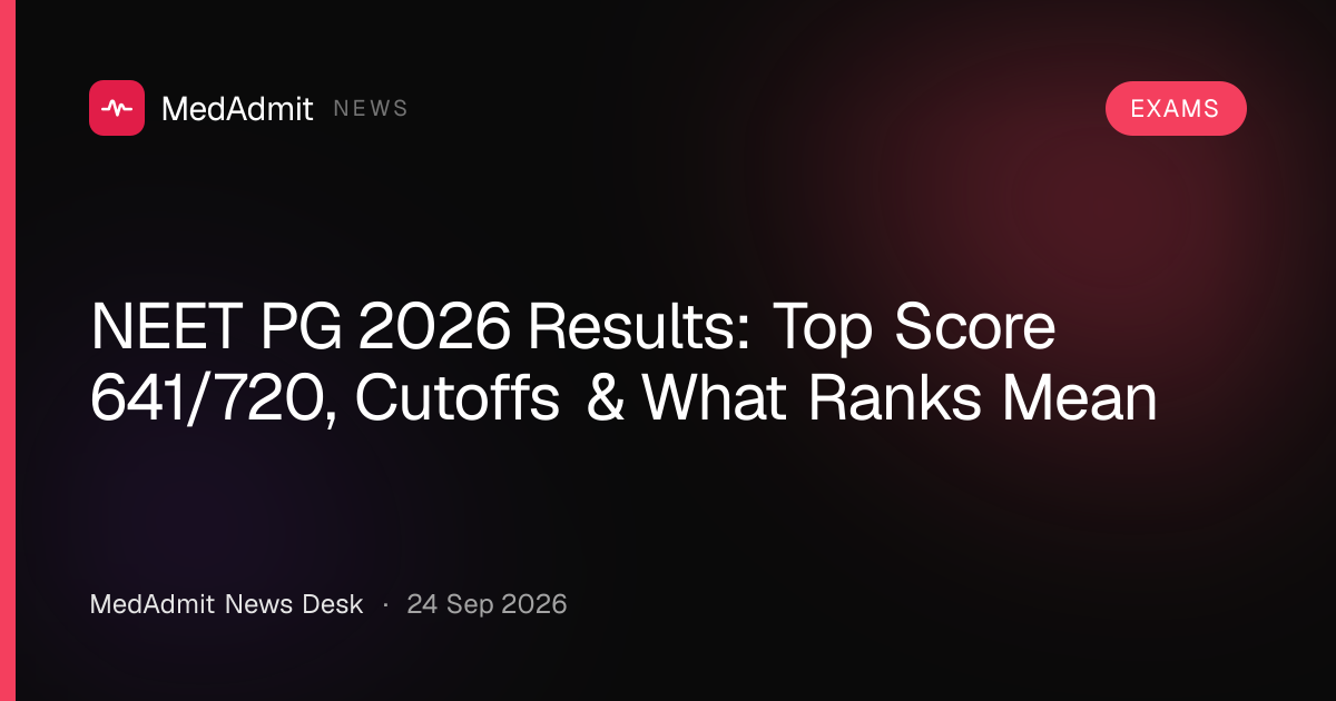 NEET PG 2026 Results: Top Score 641/720, Cutoffs & What Ranks Mean - medadmit.in
