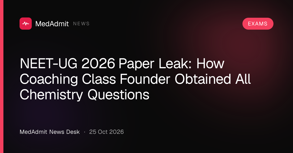 NEET-UG 2026 Paper Leak: How Coaching Class Founder Obtained All ...