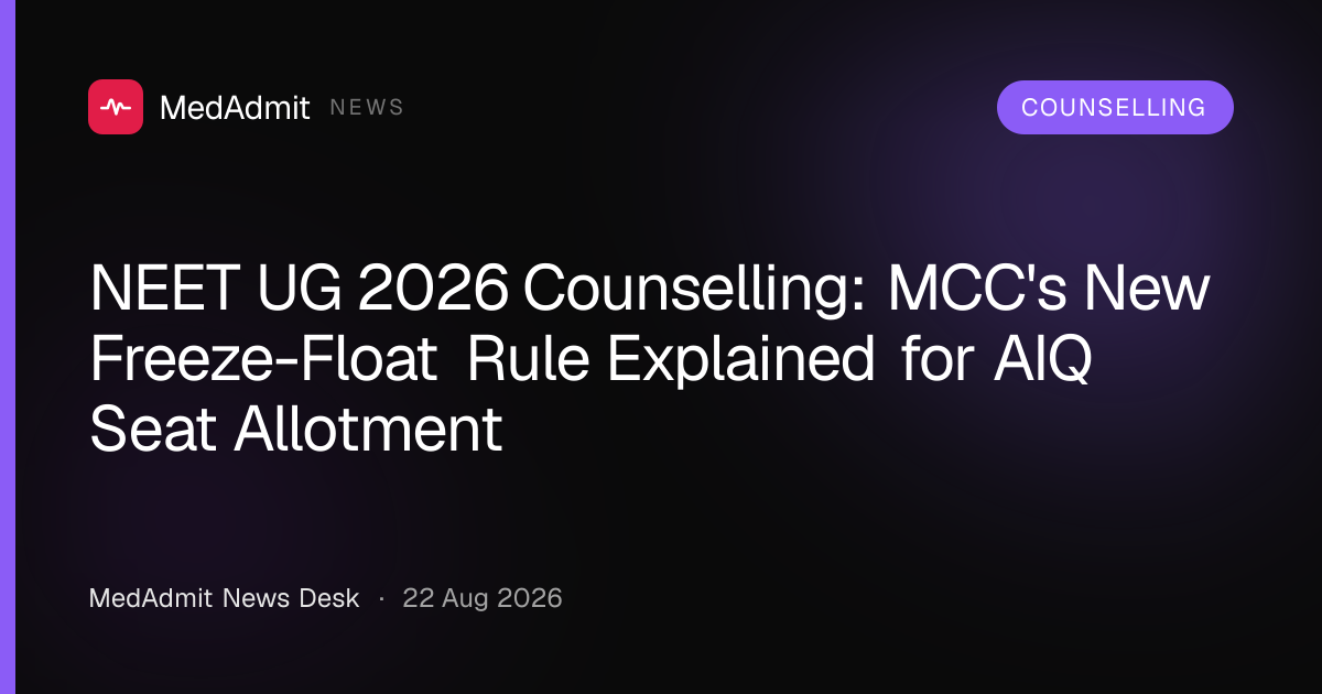 NEET UG 2026 Counselling: MCC's New Freeze-Float Rule Explained for AIQ Seat Allotment - medadmit.in