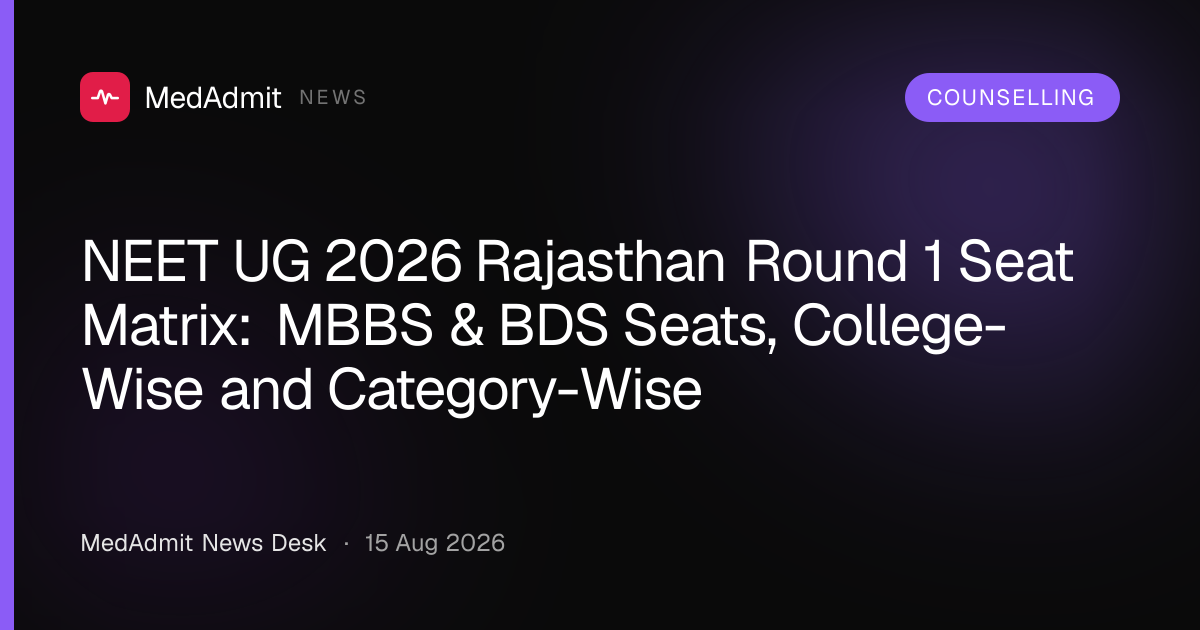 NEET UG 2026 Rajasthan Round 1 Seat Matrix: MBBS & BDS Seats, College-Wise and Category-Wise - medadmit.in