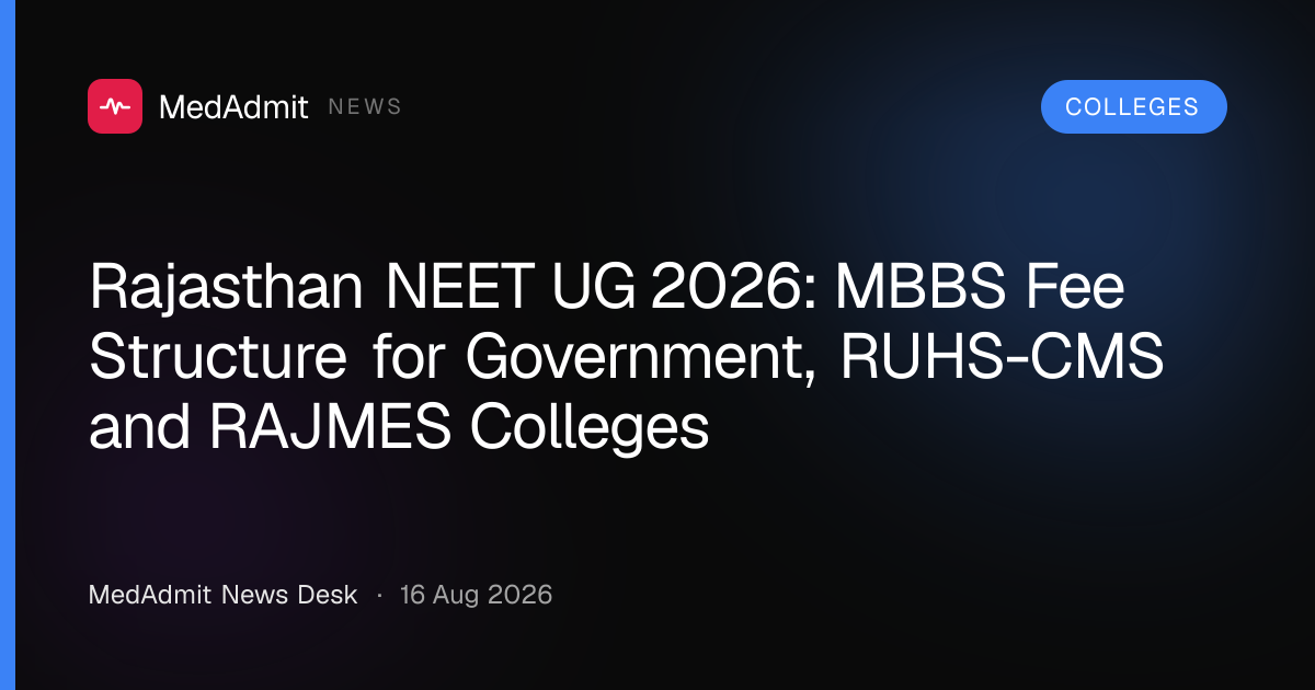Rajasthan NEET UG 2026: MBBS Fee Structure for Government, RUHS-CMS and RAJMES Colleges - medadmit.in